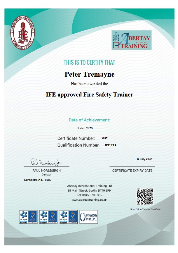 IFE Approved Fire Safety Trainer