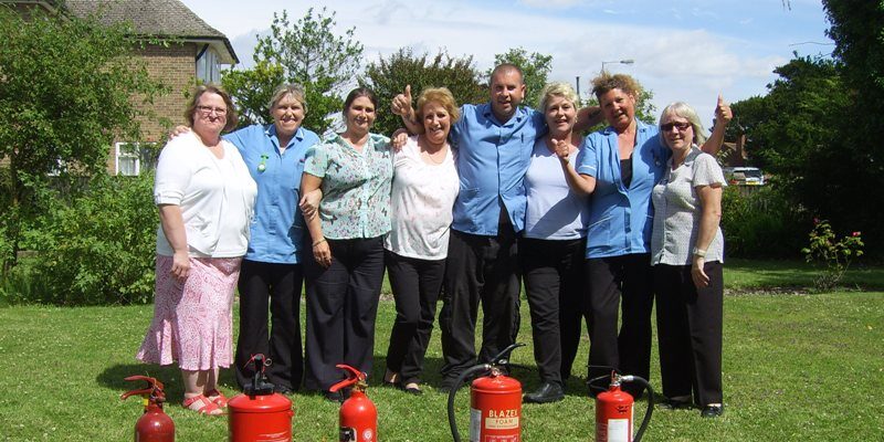 Care Home Staff completing fire safety awareness training